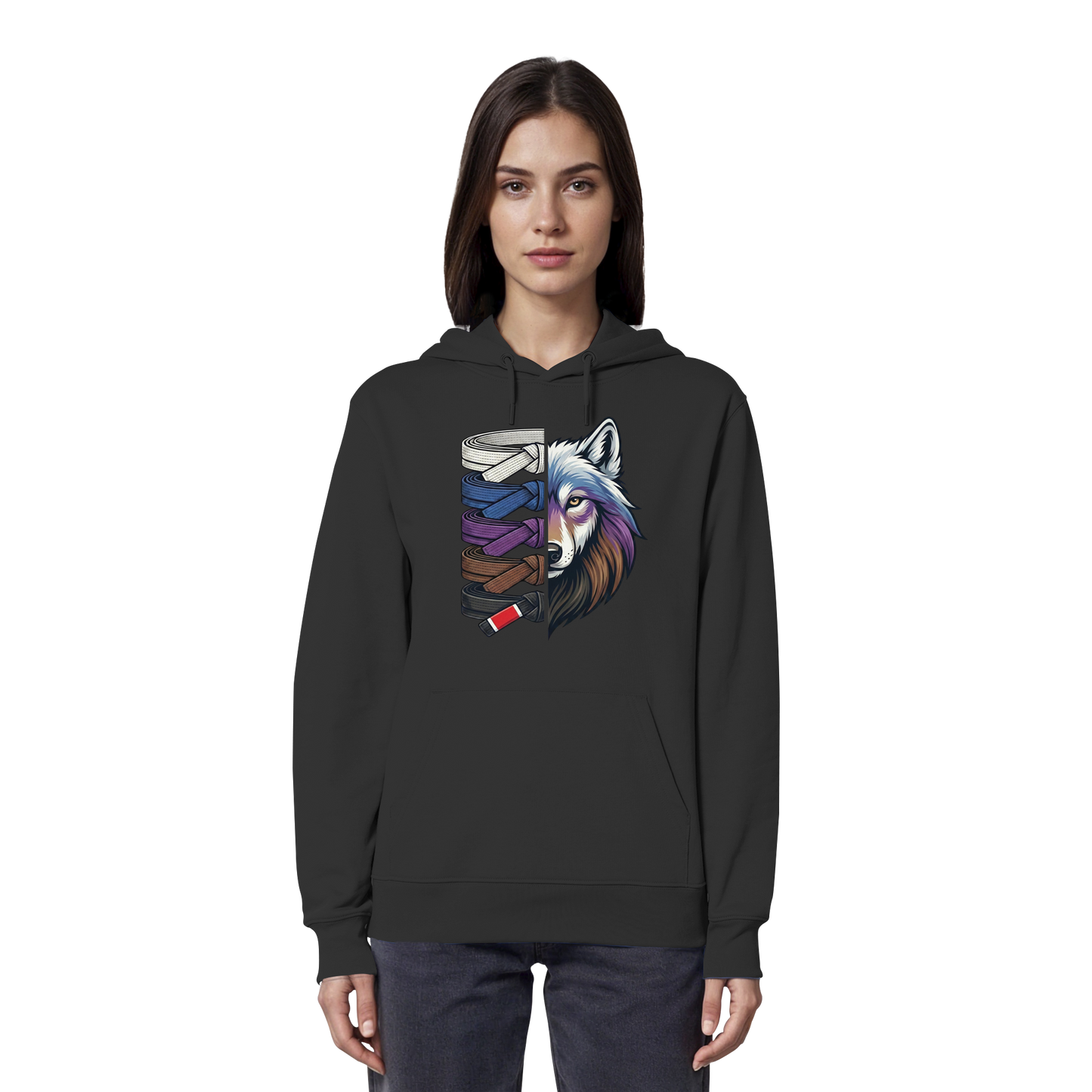BJJ Wolf Belt Stack - Organic Hoodie