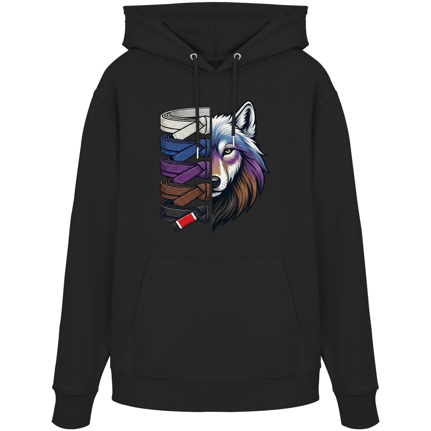 BJJ Wolf Belt Stack  - Organic Hoodie