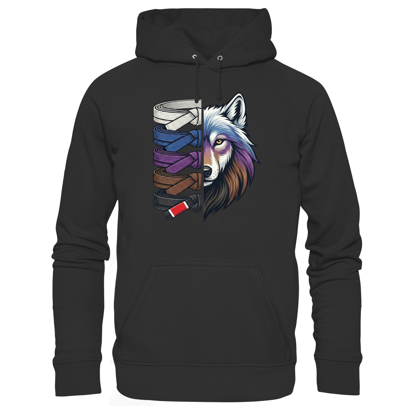 BJJ Wolf Belt Stack  - Organic Hoodie