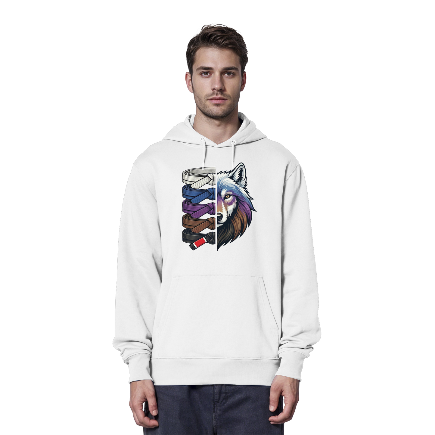 BJJ Wolf Belt Stack  - Organic Hoodie