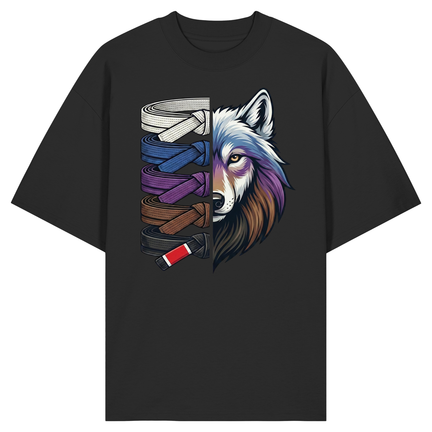 BJJ Wolf Belt Stack  - Organic Oversize Shirt