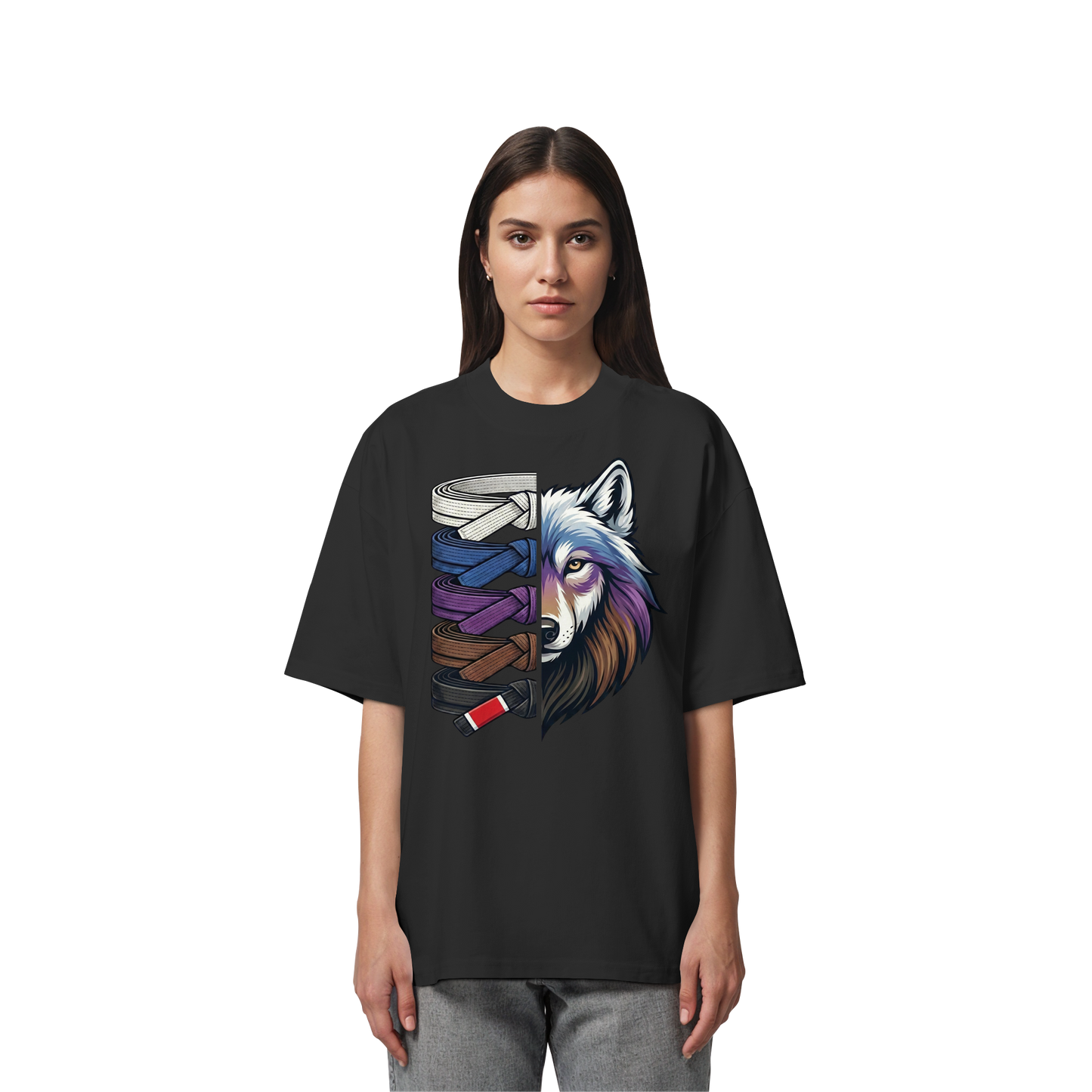 BJJ Wolf Belt Stack  - Organic Oversize Shirt