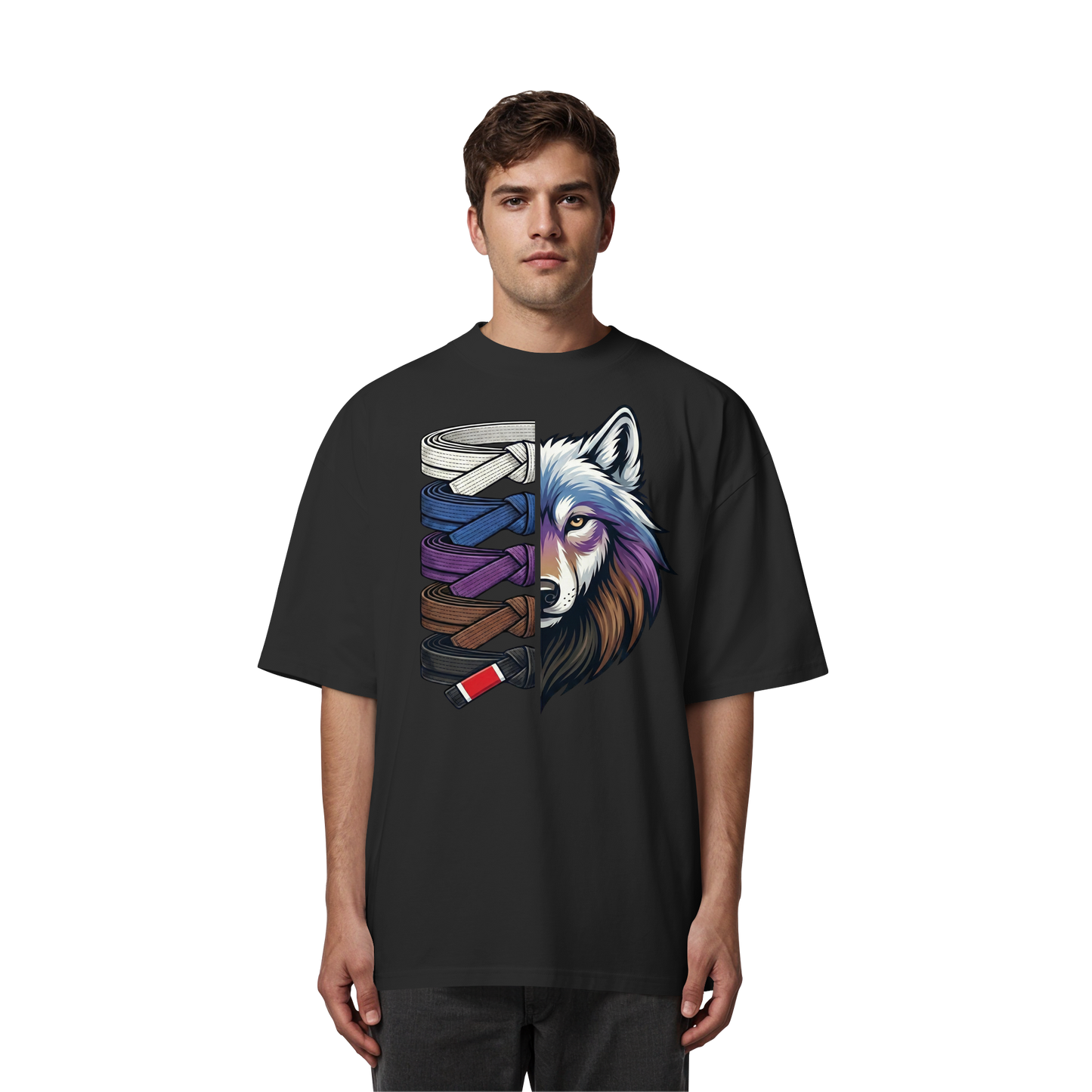 BJJ Wolf Belt Stack  - Organic Oversize Shirt