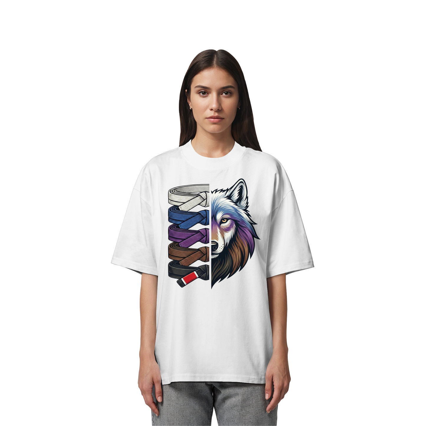 BJJ Wolf Belt Stack  - Organic Oversize Shirt