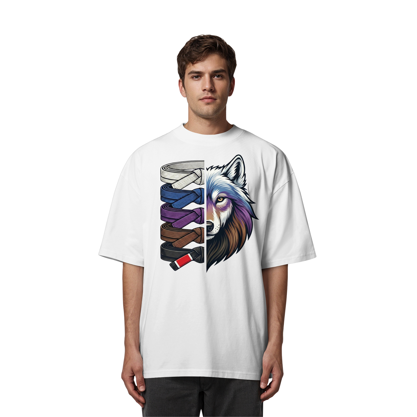 BJJ Wolf Belt Stack  - Organic Oversize Shirt