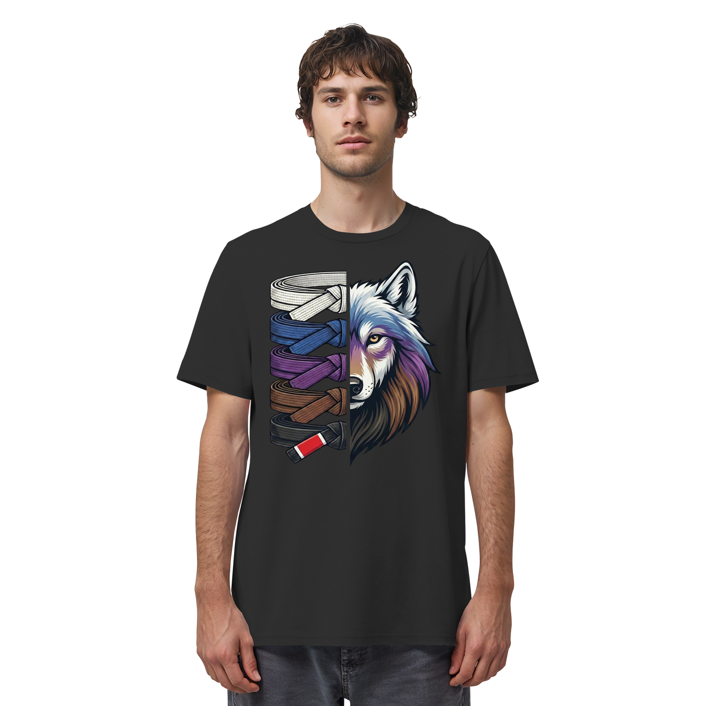BJJ Wolf Belt Stack  - Organic Shirt