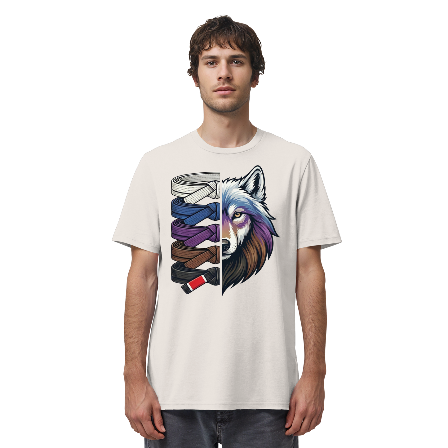 BJJ Wolf Belt Stack  - Organic Shirt