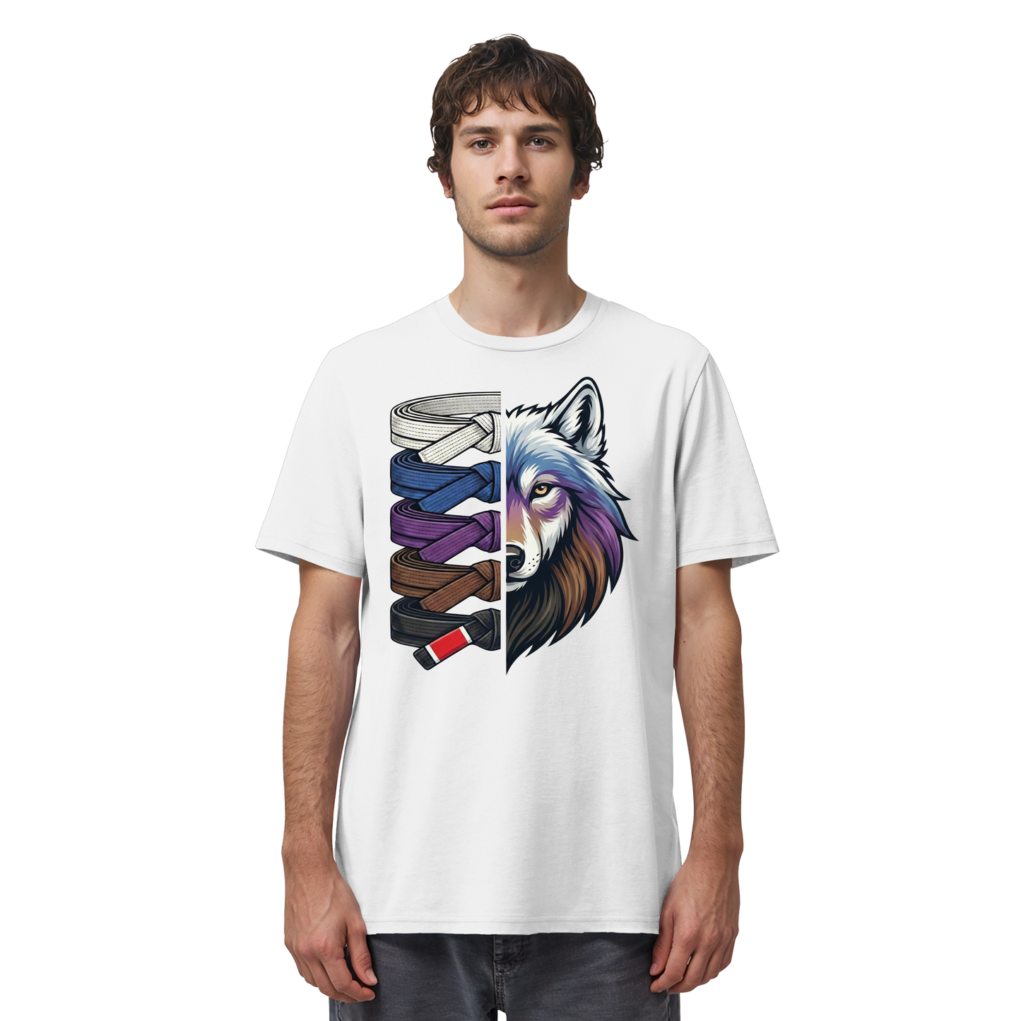 BJJ Wolf Belt Stack  - Organic Shirt