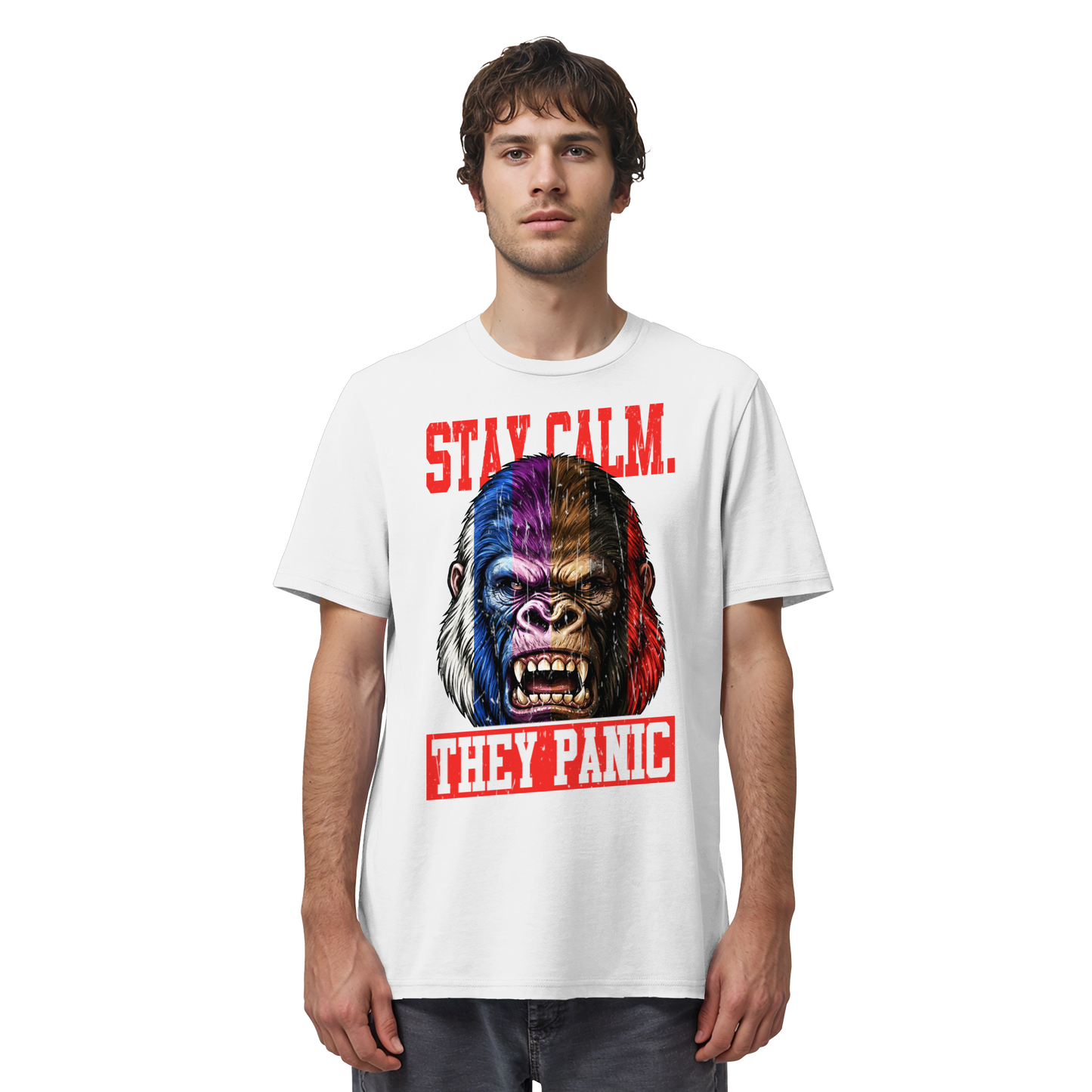STAY CALM - THEY PANIC - GORILLA - Organic Shirt
